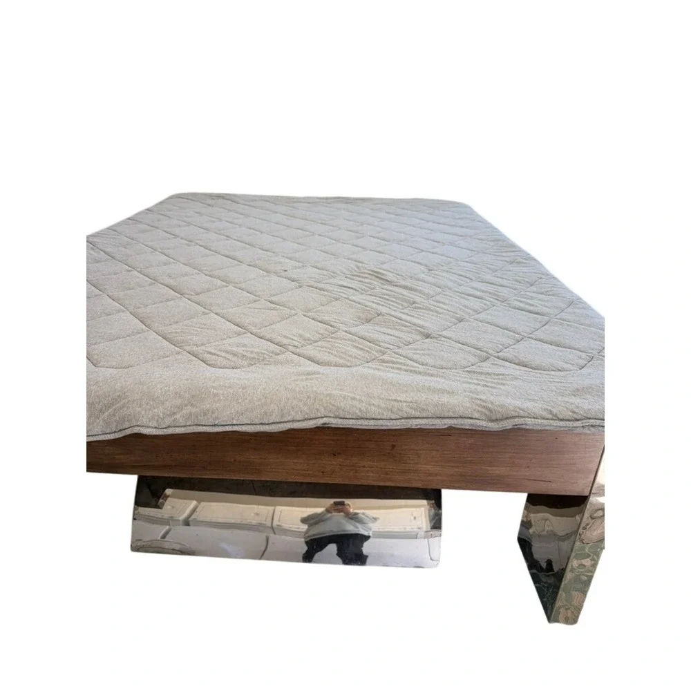 Gray Quilted Jersey Comforter Diamond Stitch Minimalist King 102x86 Heavy‎ Cozy